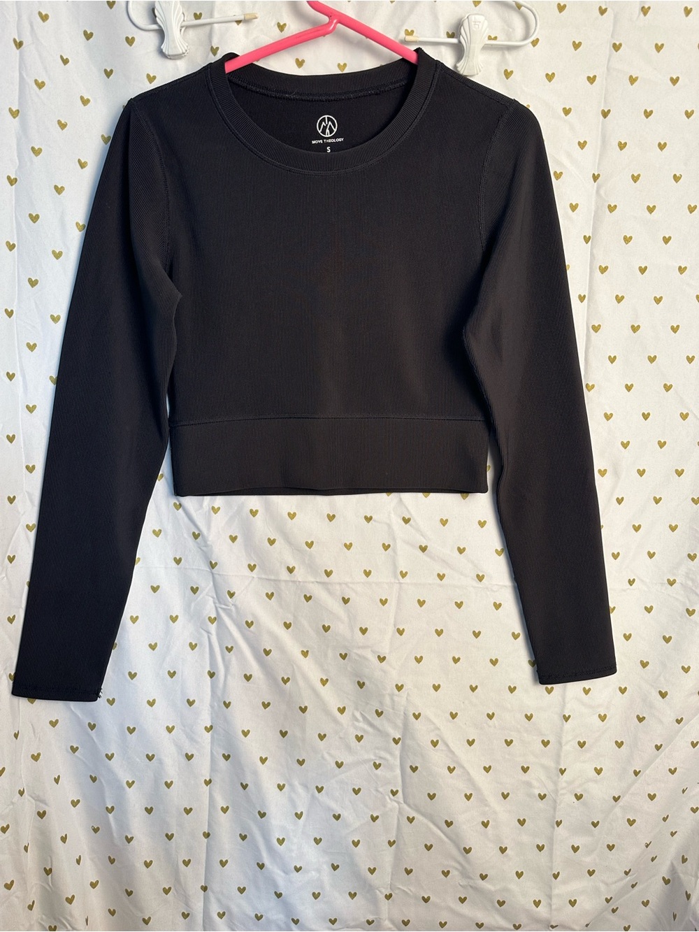 Long-Sleeve Black Cropped Top by move Theology nwot